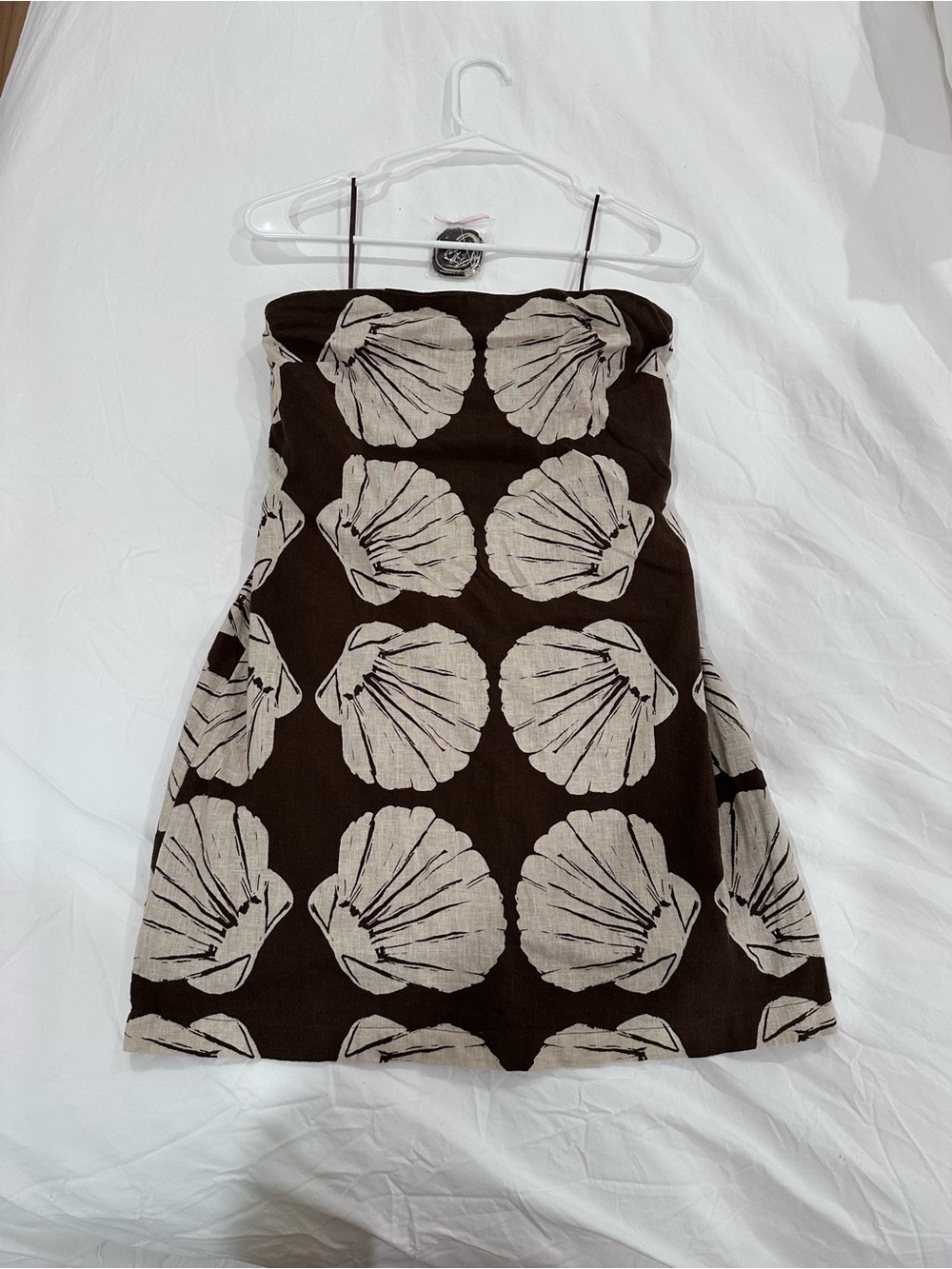 NWT Abercrombie & Fitch Brown Strapless Shell-Print Dress